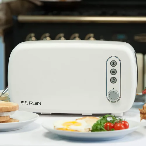 Vista 10 de BergHOFF Seren - Tostadora de carga lateral con exterior Cool Touch y bandeja extraíble para migas, color blanco, sin bandeja para servir