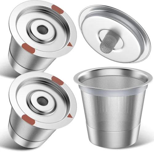 Vista 10 de Tazas K reutilizables para cafeteras KeCoffee – Cápsulas de café reutilizables de acero inoxidable, tazas K recargables de metal compatibles con Ke