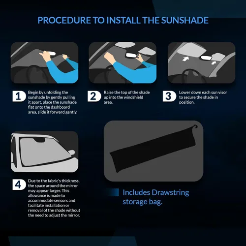 Vista 6 de SS-270 - Parasol para parabrisas delantero de automóvil compatible con Nissan Leaf ZE0 2010-2017 Protector solar estilo acordeón de ajuste