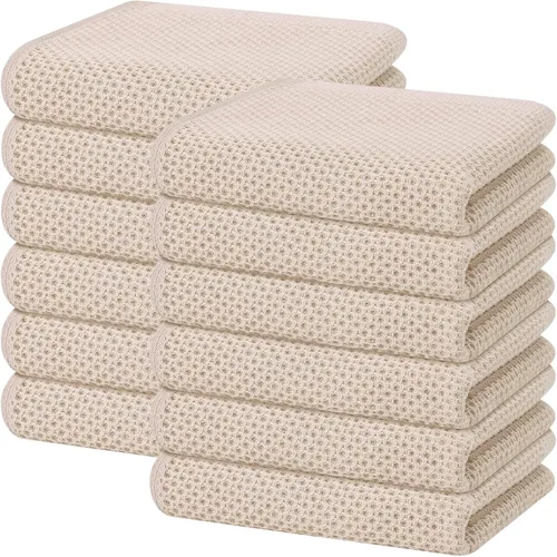 Vista 356 de Homaxy Paños de cocina de 100% algodón con tejido de gofre, ultra suaves, absorbentes, de secado rápido, 12 x 12 pulgadas, paquete de 6, amarillo