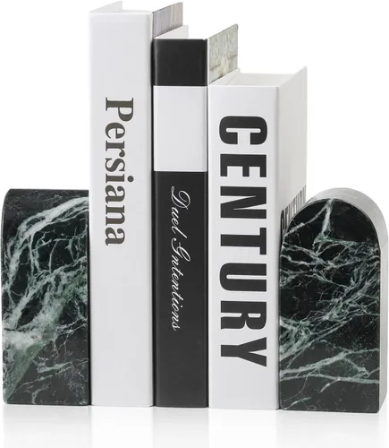 Vista 15 de Koville Sujetalibros de mármol de lujo para estantes, extremos decorativos de libros de piedra, soportes de libros de mármol de alta resistencia