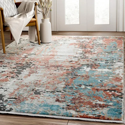 Abani Rugs - Alfombra envejecida contemporánea de 4 x 6 pies, color óxido colorido y naranja, no se desprende, alfombra de área para dormitorio
