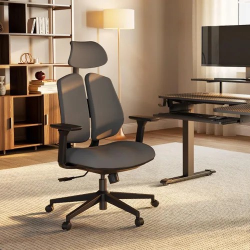 Vista 2 de EUREKA ERGONOMIC Silla de oficina ergonómica con soporte para la espalda, sillas de escritorio de oficina en casa, respaldo doble, silla de oficina