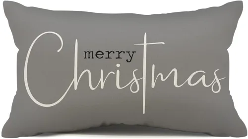 Vista 17 de Fundas de almohada navideñas con diseño de Feliz Navidad, decorativas, color rojo y negro, tela de algodón, lino, funda de almohada, funda de sofá