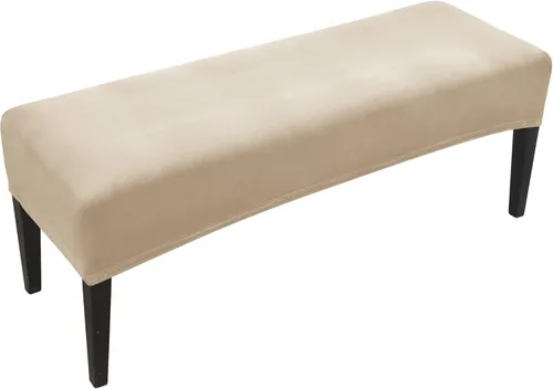 Vista 8 de FORCHEER Funda de banco para comedor de color marrón de 51-54 pulgadas de largo x 18 pulgadas, apariencia de cuero, funda elástica rectangular