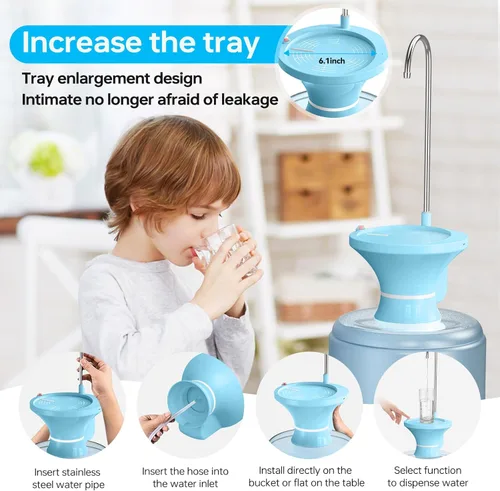 Vista 2 de Dispensador de agua potable para botella de 2 a 5 galones, dispensador automático de bomba de jarra de agua, bomba de botella de agua eléctrica