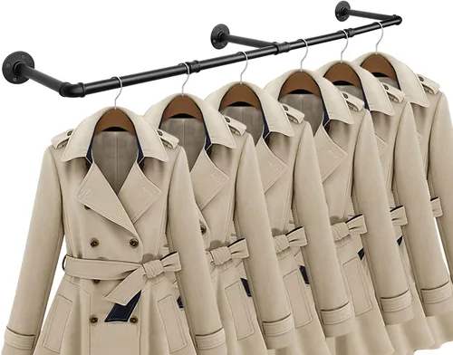 Vista 16 de Barra industrial de hierro para colgar ropa, para montar en la pared, perchero resistente para dormitorio, cuarto de lavado, almacenamiento de Blanco