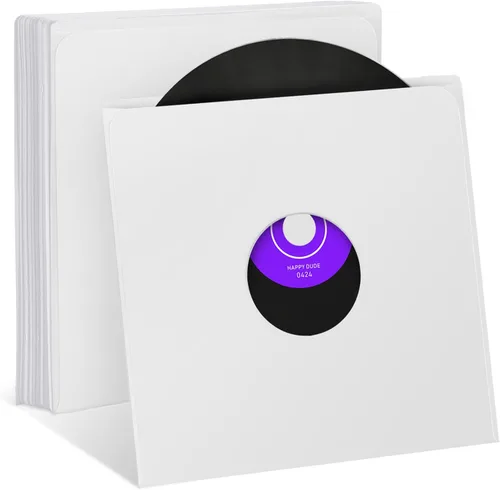 Vista 13 de Facmogu 20 fundas interiores de papel blanco de 12 pulgadas y forro de poliéster, cubiertas de disco LP de 3.88 oz/m², fundas de almacenamiento