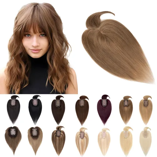 Vista 10 de SEGO Toppers de cabello humano para mujeres con cabello adelgazante, base de seda de 7 * 13CM (2.8 x 5.1 in), 100% cabello humano real, postizos