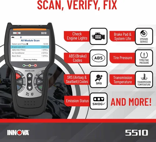 Vista 2 de INNOVA 5510 OBD2 Scanner, Scan Tool for ABS, All System Scanner, Caliper Service, Brake Pad Life, Read/Erase ABS/SRS Codes, Reset Oil Light, Live