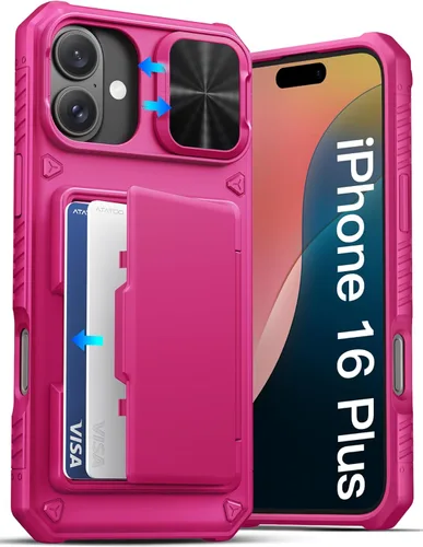 Vista 73 de ATATOO Funda tipo cartera para iPhone 16e, tarjetero integrado (3-5 tarjetas) y funda de cámara deslizante y bloqueo RFID, protección de grado Azul
