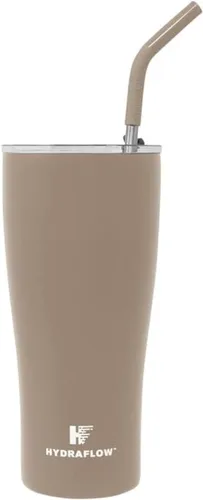 Vista 10 de HYDRAFLOW Capri - Vaso de 20 onzas con popote – Vaso aislado al vacío de triple pared – Vaso aislado al vacío – Vaso de acero inoxidable – Vaso