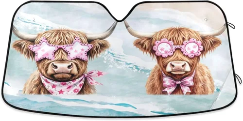Vista 15 de Parasol para parabrisas de automóvil para mujer, ojos azules con gafas, visera solar para rayos UV y protección solar contra el calor solar, bloquea