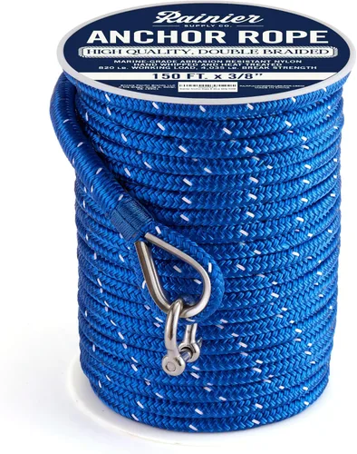 Vista 9 de RainierSupplyCo Cuerda de anclaje para barco - Línea de anclaje de cuerda marina trenzada doble - 100/150 / 200/300 pies de línea de navegación