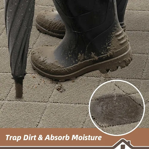 Vista 3 de BEQHAUSE Tapete Atrapa Suciedad para Puerta de 20" x 32", Tapete Antideslizante para Entrada Lavable, Tapete para Puerta para Perros Resistente a