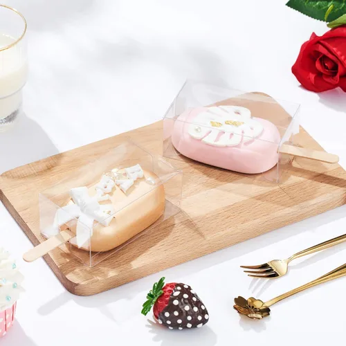 Vista 3 de 28 cajas profesionales para tartas de 3.7 x 2.2 x 1.5 pulgadas, cajas de regalo de plástico transparente, cajas de dulces de helado transparentes