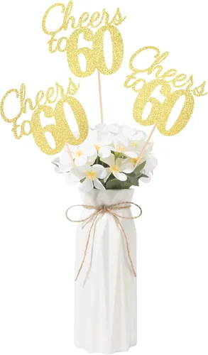 Vista 28 de Gexolenu Cheers a los 40, paquete de 10 unidades de piezas centrales para mesa de cumpleaños número 40 de doble cara con purpurina dorada