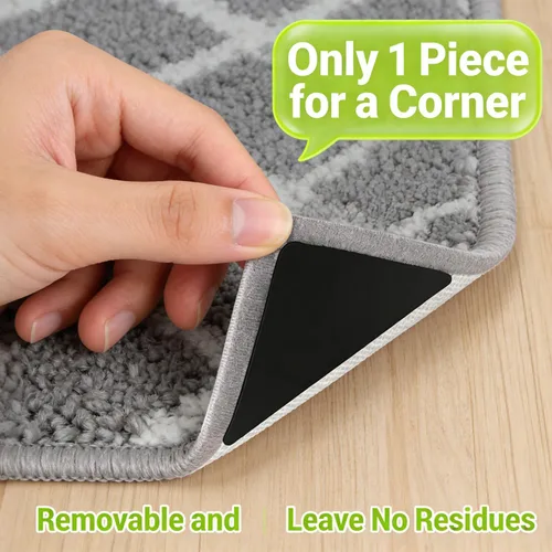 Vista 5 de 12 pinzas antideslizantes para alfombras para suelos de madera dura y azulejos, almohadillas adhesivas reutilizables de doble cara para evitar que