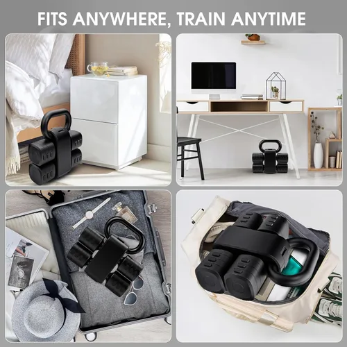 Vista 7 de Juego de mancuernas y pesas rusas convertibles ajustables 2 en 1, juego de 4 en 1 de mancuernas con pesas libres de 2 piezas, cada una de 1kg 1.5kg