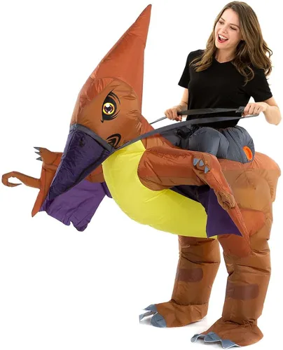Vista 2 de HSCTEK Disfraz inflable de dinosaurio para adultos, T-rex, velociraptor, triceratops, pteranodon
