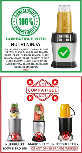 Vista 2 de Blendin Vaso de 32 onzas con tapas Sip N Seal To Go – Tarro de repuesto extra grande compatible con Nutri Ninja Auto-iQ 1000W y Duo Blenders