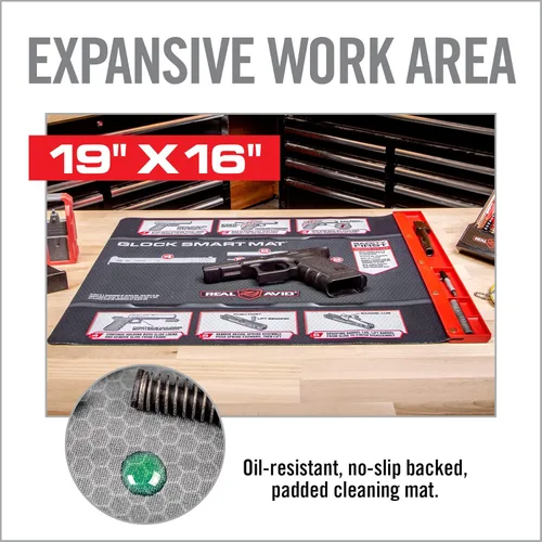 Vista 7 de Real Avid Alfombrillas de limpieza inteligentes para pistolas, resistentes al aceite, 19 x 16 pulgadas, con bandeja de piezas magnéticas y guías