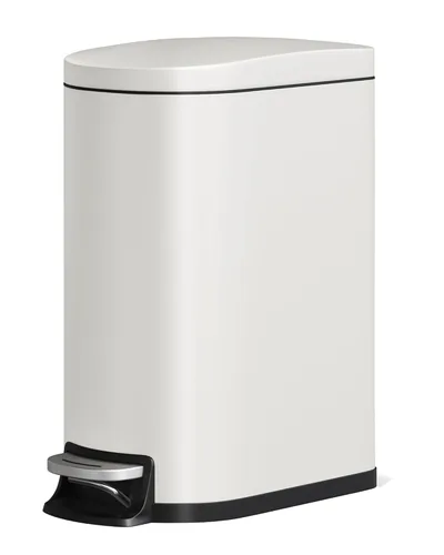 Vista 15 de Garvee 1.6 gal / 6L Metal Bathroom Trash Can with Lid, Slim Waterproof Garbage Can for Bedroom, Small Step-on Trash Bin with Inner Bucket, Rear