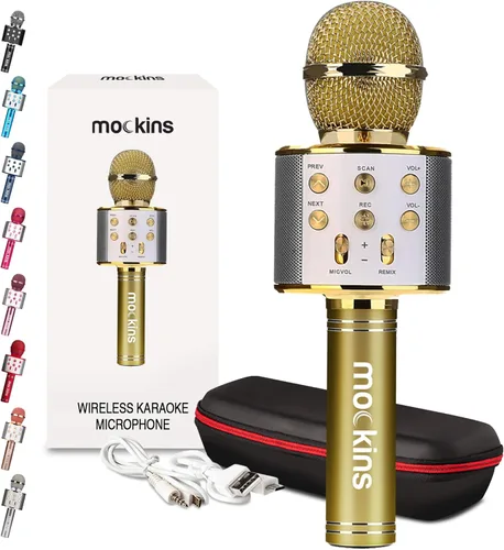 Vista 15 de Mockins Micrófono de Karaoke Bluetooth Negro para Niños con Altavoz Bluetooth Integrado Micrófono Inalámbrico de Karaoke Compatible con iPhone