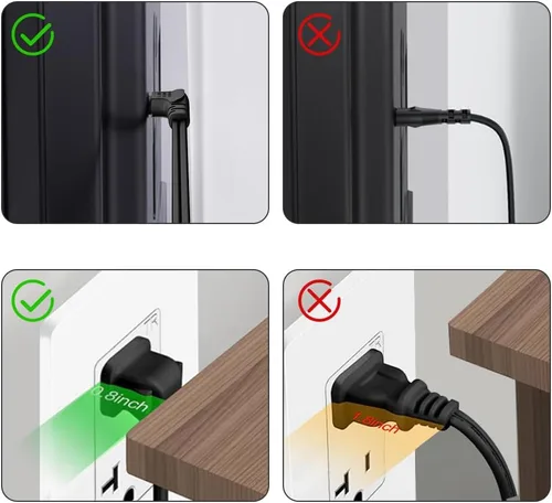 Vista 6 de Cable de alimentación de TV, cable de alimentación universal de 2 clavijas en ángulo no polarizado de 18 AWG, NEMA 1-15P a IEC320 C7 Figura 8