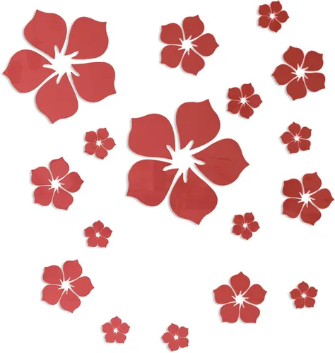 Vista 8 de Philbinden Adhesivos de pared de espejo acrílico, diseño floral, autoadhesivas, decoración de pared, espejo extraíble, flor 3D, calcomanía de pared