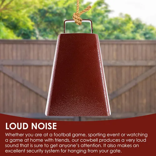 Vista 5 de Epic Creations Campana de vaca con asa, campana de vaca de 7 pulgadas, máquina de ruido, campana batidora de cencerro, campana de animación