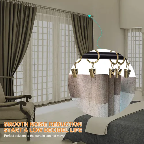 Vista 3 de 30 piezas ganchos con clips de cortina de latón antiguo para barra de cortina, este pequeño anillo de cortina de drapería con clips se adapta a