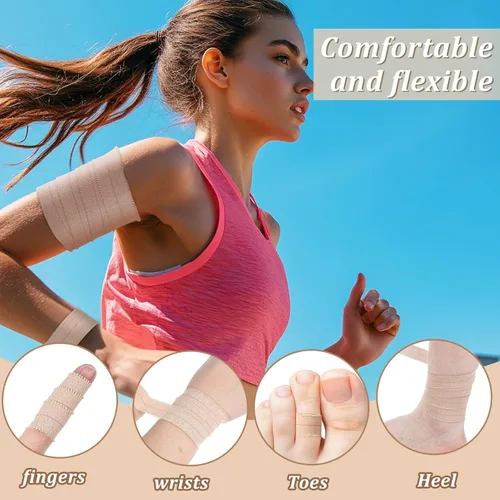 Vista 7 de Tondiamo 8 rollos de cinta adhesiva elástica para vendaje médico, cinta deportiva deportiva, tiras elásticas flexibles para tobillo, rodilla