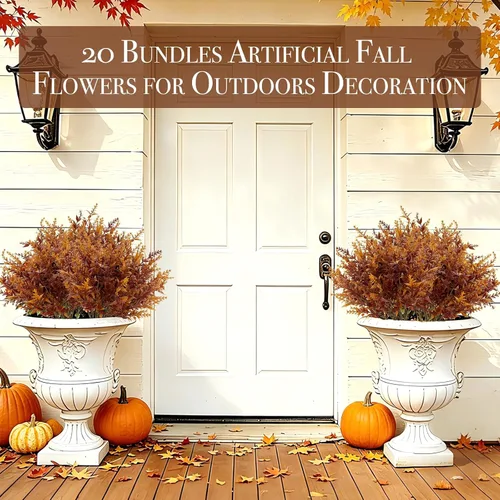 Vista 4 de TURNMEON 20 paquetes de flores artificiales de otoño para exteriores, decoraciones de otoño, resistentes a los rayos UV, lavanda artificial
