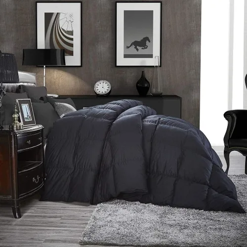 Vista 8 de Lujoso edredón de plumón de ganso palaciego King / Super King, 120 x 90 pulgadas, plisado negro único, 600 hilos, funda 100% algodón egipcio
