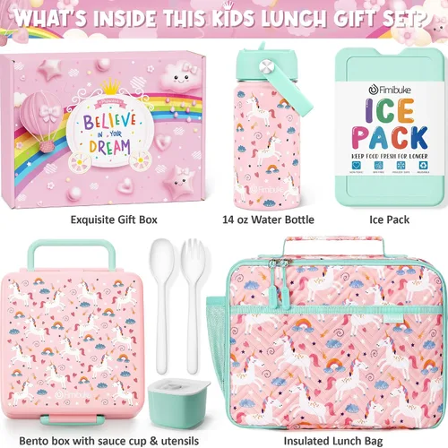 Vista 2 de Fimibuke - Lonchera Bento con botella de agua aislada para niños pequeños