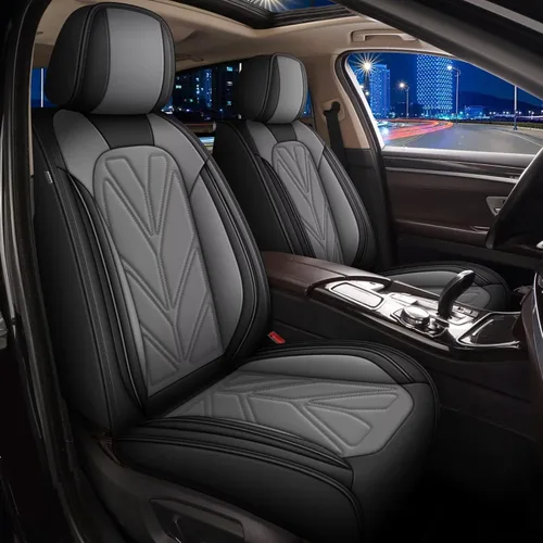 Vista 13 de 2 fundas de asiento delantero para Cadillac XT6 2020-2024 2025, de piel sintética, impermeables, protectores de cojín compatibles con bolsa de aire