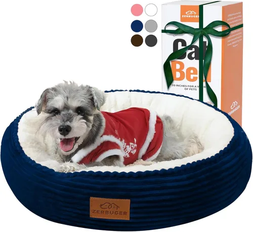 Vista 11 de Zerbuger Cama redonda para perros y gatos, de 20 pulgadas, color camello, regalo para perros grandes, medianos y pequeños, sofá de dormir lavable a