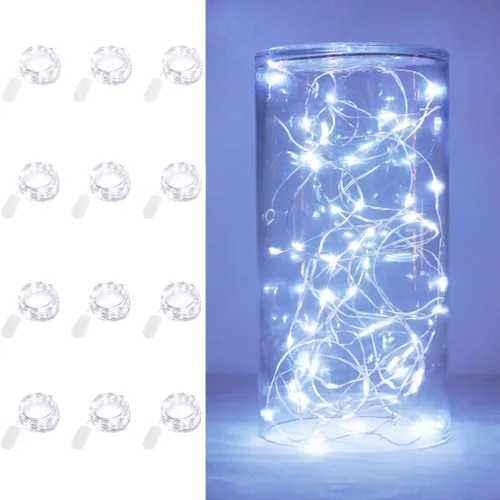 Guirnalda de luces LED, funciona con pilas, luz de luciérnaga estrellada de 6.6 pies, 20 LED, impermeable, alambre de cobre plateado, mini luz para