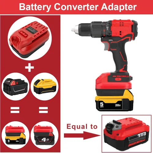 Vista 5 de Adaptador de batería para herramientas inalámbricas Craftsman 20V V20, convertidor para DeWalt 20V MAX y para Milwaukee M18 18V batería de litio a