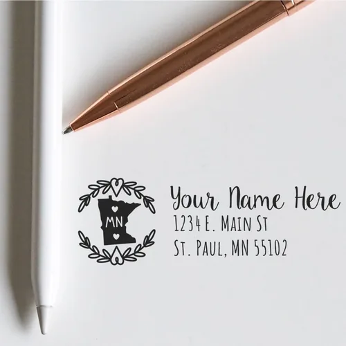 Vista 43 de Alabama Address Stamp, Alabama State Wreath Stamp, Custom Hand Imprint for Home, Office, Crafting, Mail, Weddings, Housewarming, and Residents