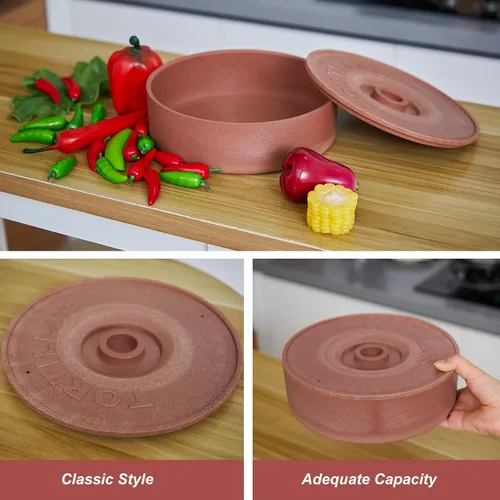 Vista 3 de Sabary 2 calentadores de tortillas con tapa de 8.5 x 2.4 pulgadas, soporte robusto de plástico para tortillas, panqueques, waffles, contenedor