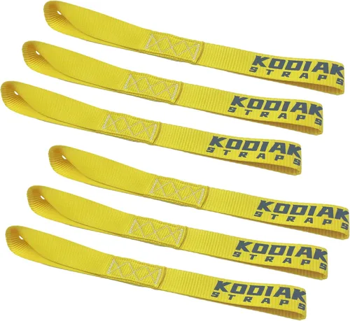 Vista 6 de Correas de amarre de bucle suave, 1 x 12 pulgadas, capacidad de carga de 4,500 libras, color negro, paquete de 6 trabillas para asegurar ATV, UTV