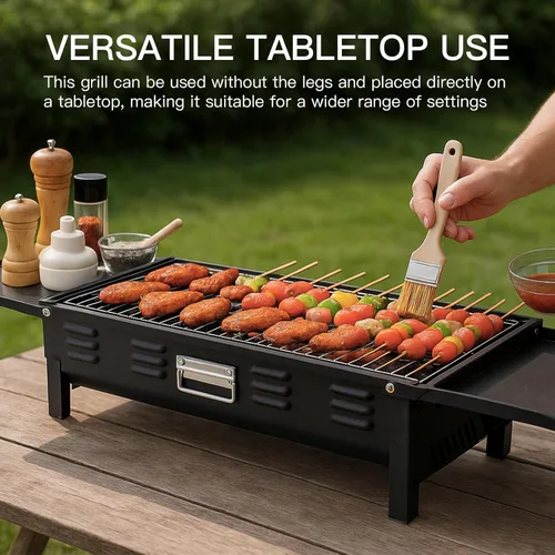 Vista 3 de Comzenz Parrilla Portátil de Carbón Plegable de 35'' para Parrillada al Aire Libre, Cocinar, Acampar, Senderismo, Picnics, Tailgating, Mochilero