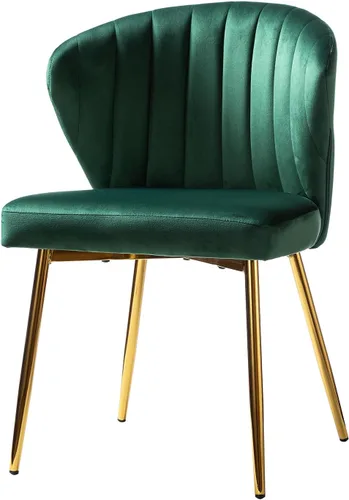 Vista 42 de HULALA HOME Silla de comedor de terciopelo, bonita silla de acento sin brazos, silla de sala de estar con patas doradas, silla lateral tapizada