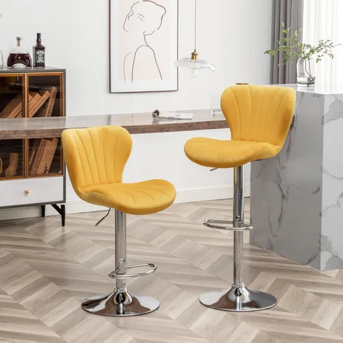 Vista 16 de Roundhill Furniture Ellston - Taburetes de bar giratorios ajustables de terciopelo, color gris, juego de 2, color gris