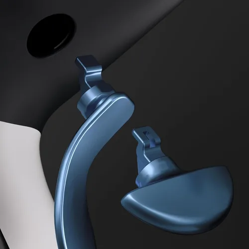 Vista 4 de eXtremeRate Paletas traseras para controlador de borde PS5, repuesto metálico azul Neptune intercambiable, 4 botones traseros de metal para PS5 Edge