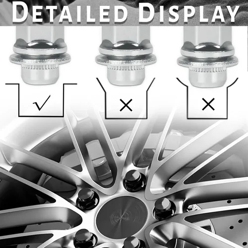 Vista 6 de Pernos de llanta M12x1.25 con base plana mag, 20 piezas de 13/16 pulgadas, hexagonales, 1.46 x 1.18, cromadas