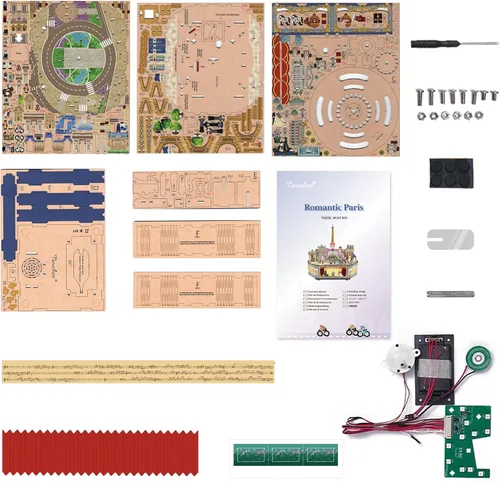 Vista 5 de Tonecheer Caja de Música de Madera Rompecabezas para Adultos, Kit de Caja de Música Giratoria DIY Rompecabezas Musical Creativo 3D Kits de Modelos