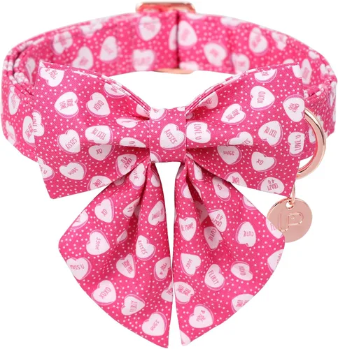 Vista 19 de Collar de perro del día de San Patricio con corbatín, collar de lazo de trébol de la suerte ajustable para perros hembras y niños, collar de perro
